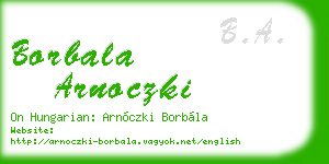 borbala arnoczki business card