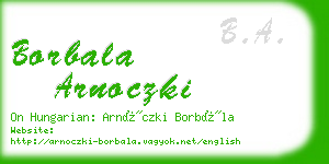 borbala arnoczki business card